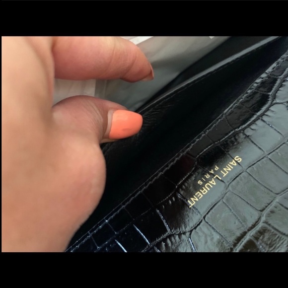 YSL “KATE MONOGRAM CROCODILE EMBOSSED TASSEL CLUTCH” - Picture 7 of 7